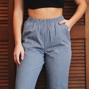 Blue and white striped pants